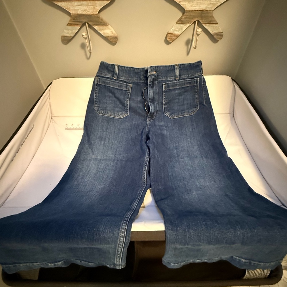 Maeve Dark Blue Wide Crop Jeans - Picture 3 of 6
